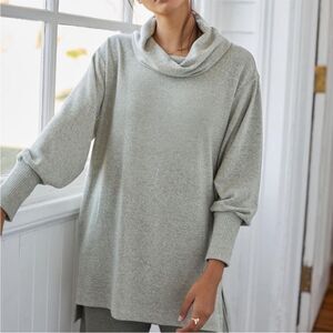 Maeve Anthropologie Oversized Cowl Neck Tunic Top Sweater Moss Green Size M